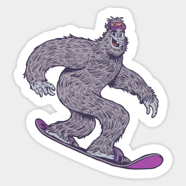 Vintage Snowboarding Sasquatch Cartoon Sticker by SLAG_Creative